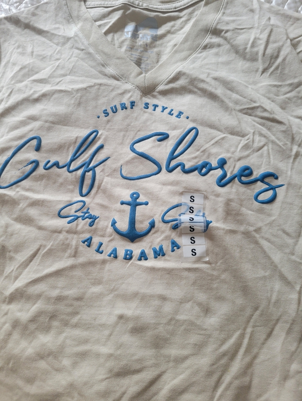 Gulf Shores Alabama Graphic Tee Small Coastal Beach V Neck Summer Casual - Picture 3 of 7